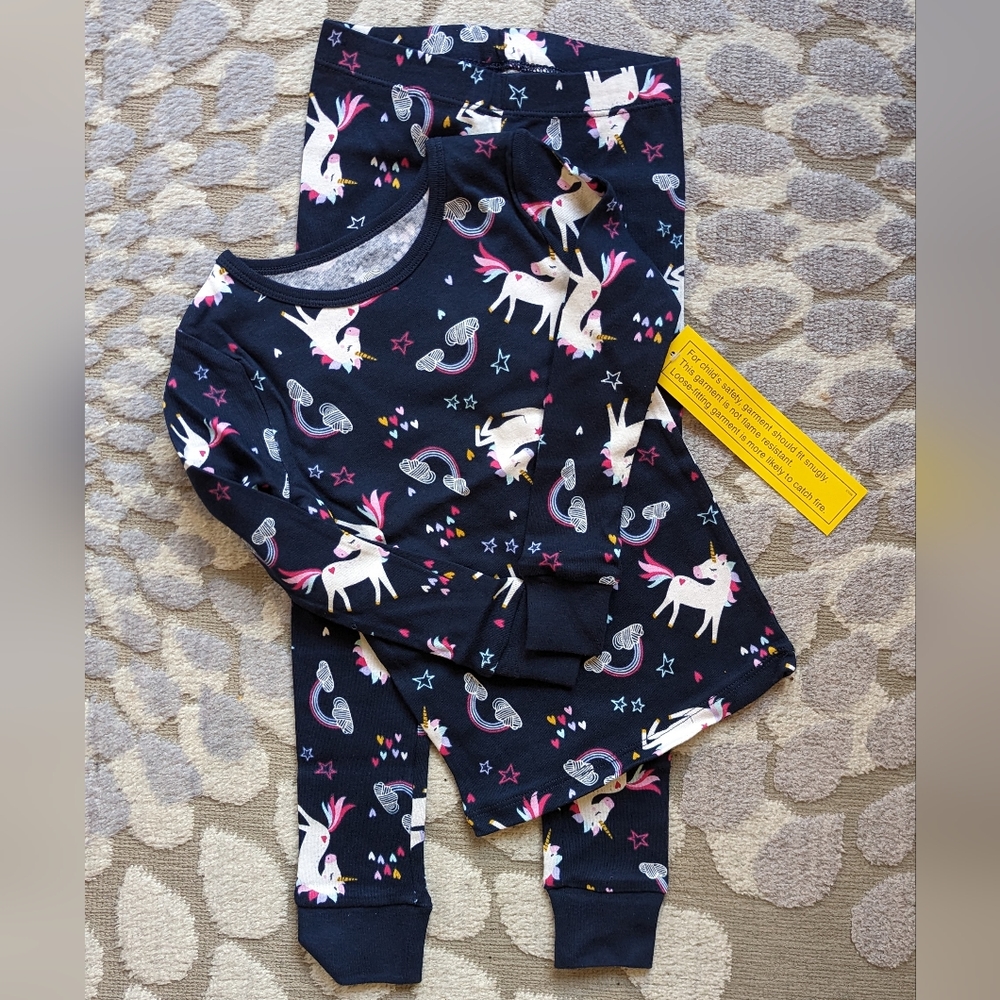 Wonder Nation Girls Tight Fit 2-piece Pajama Set - Size 4